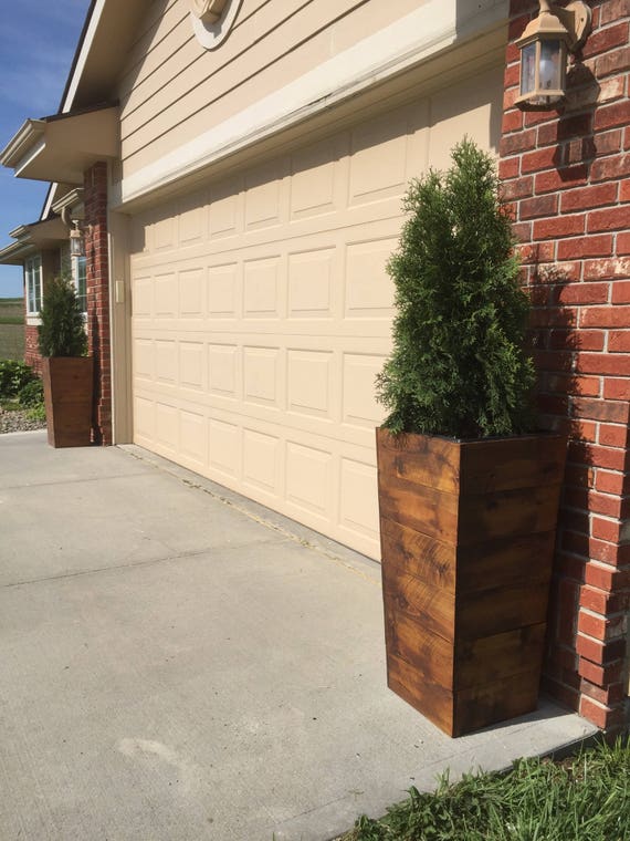 36 Tall Cedar Wood Planter Mocha Patio Planter / Etsy