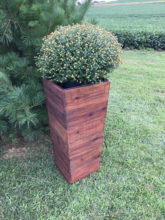 36 Tall Cedar Wood Planter Mocha Patio Planter / Etsy
