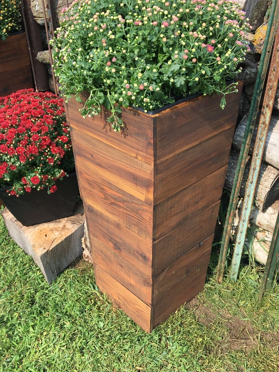 36 Tall Cedar Wood Planter Mocha Patio Planter / Etsy