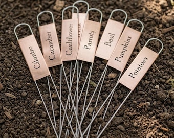 15, 30, 60 Packs of Hair Pin Copper Garden Markers / Custom Plant Stakes