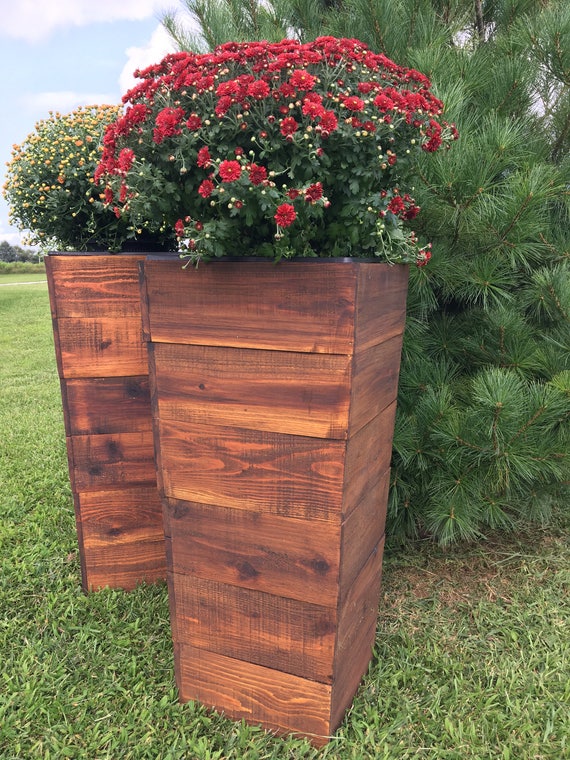 36 Tall Cedar Wood Planter Mocha Patio Planter / Etsy
