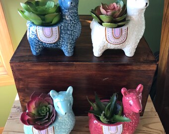 SELLONWANELO Cute Alpaca Succulent Pots Ceramic Planter Small Cactus Flower Pot White SELLONWANELO Cute Alpaca Succulent Pots Ceramic Planter Small Cactus Flower Pot White