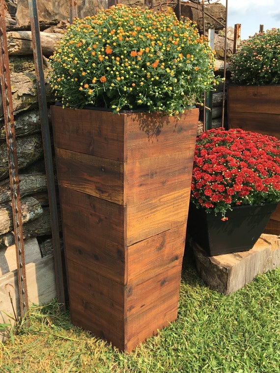 36 Tall Cedar Wood Planter Mocha Patio Planter / Etsy