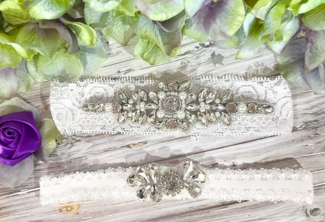 Ligas De Novia Liga De Novia Con Encaje - Color Marfil Y Cinta Azul,  Elástica Con Lazos Y Colgantes Liga Elástica Boda Marfil Azul, image size:1080x738