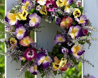Spring Pansy Wreath: Farmhouse Door Decor