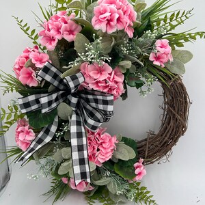 Spring/Summer Geranium Wreath for Front Door/ Red Geranium Wreath/ Pink Geranium Wreath/ White Geranium Door Wreath/ Farmhouse Wreath image 5