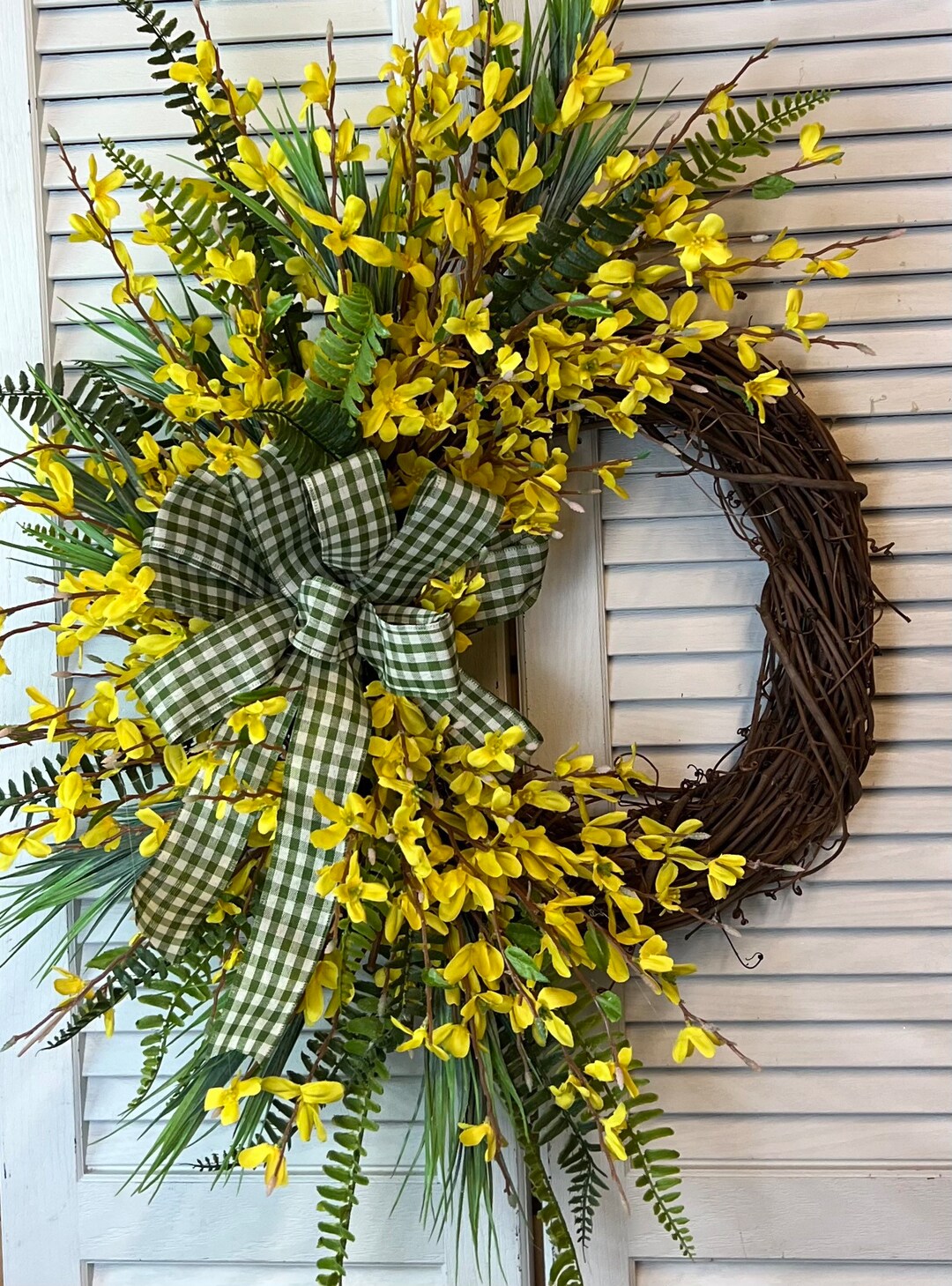 Spring Door Wreath/ Forsythia Wreath/ Door Wreath/ Honeysuckle Etsy