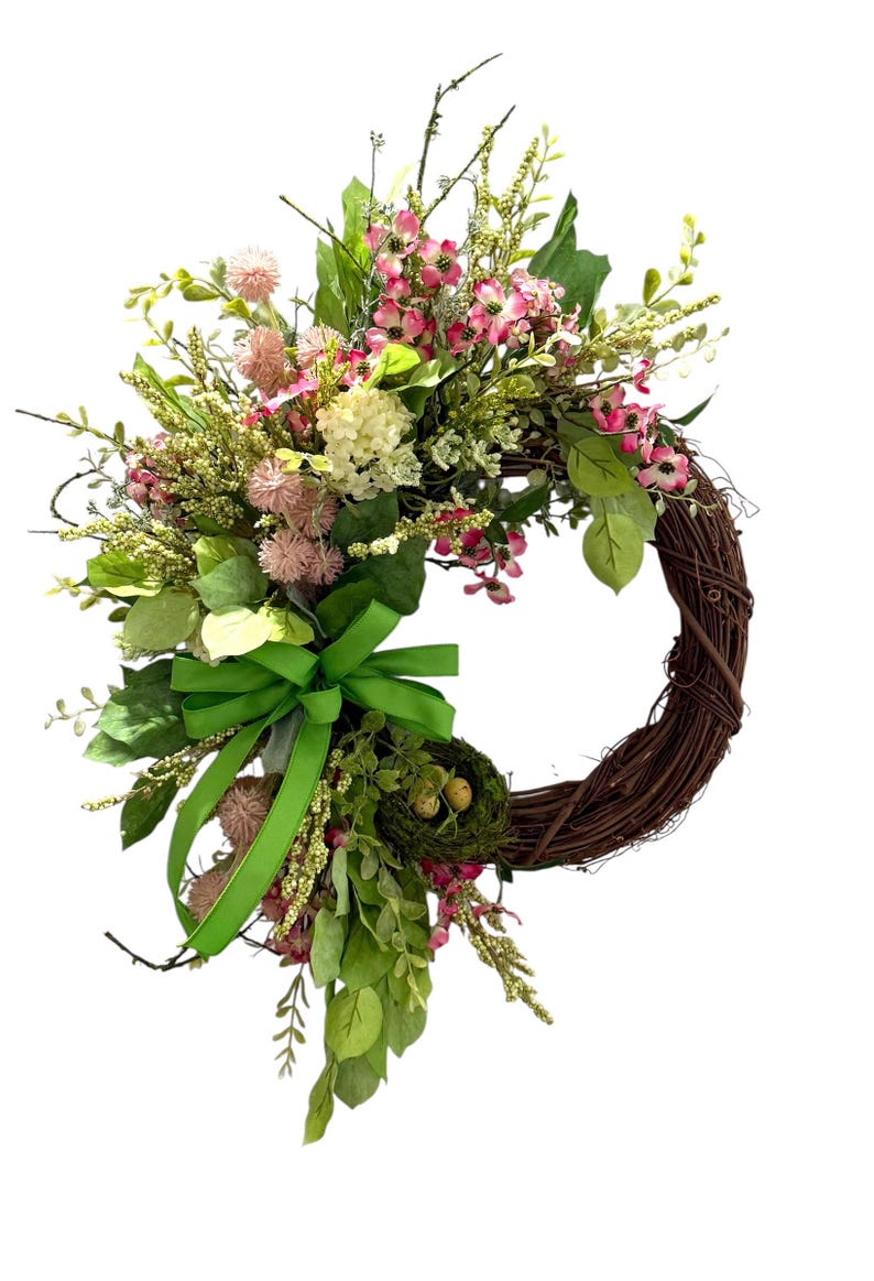 Pink Dogwood Spring Wreath / Bird's Nest Accent image 5
