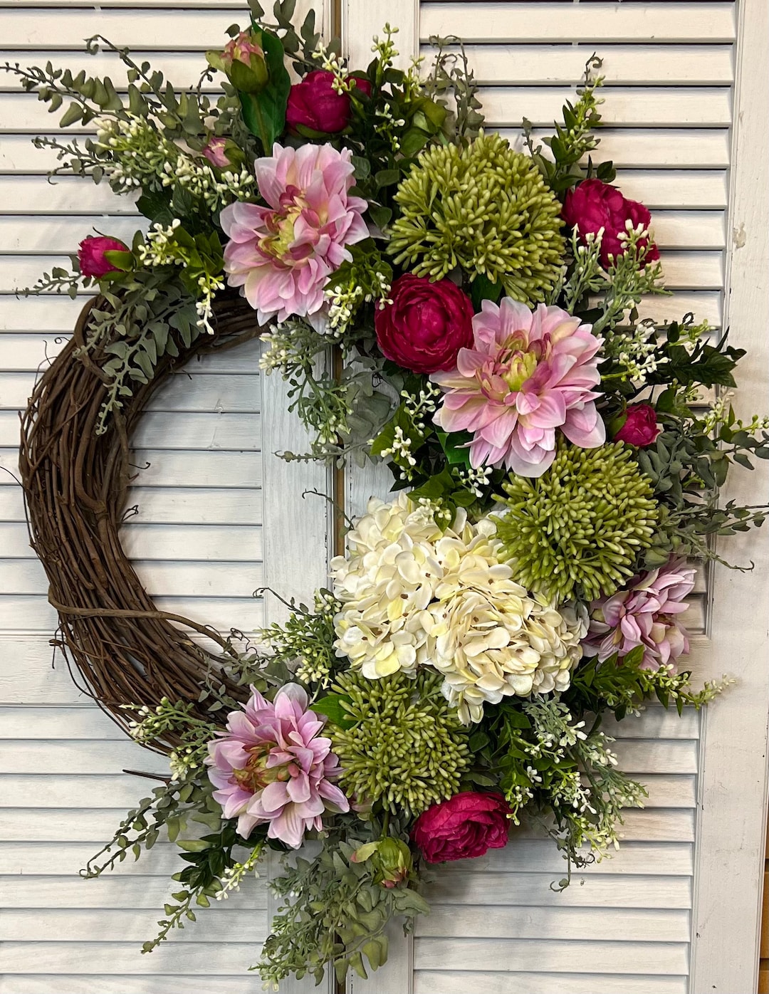 Spring /summer Wreath for Front Door/ Spring Wreath/ Pink - Etsy