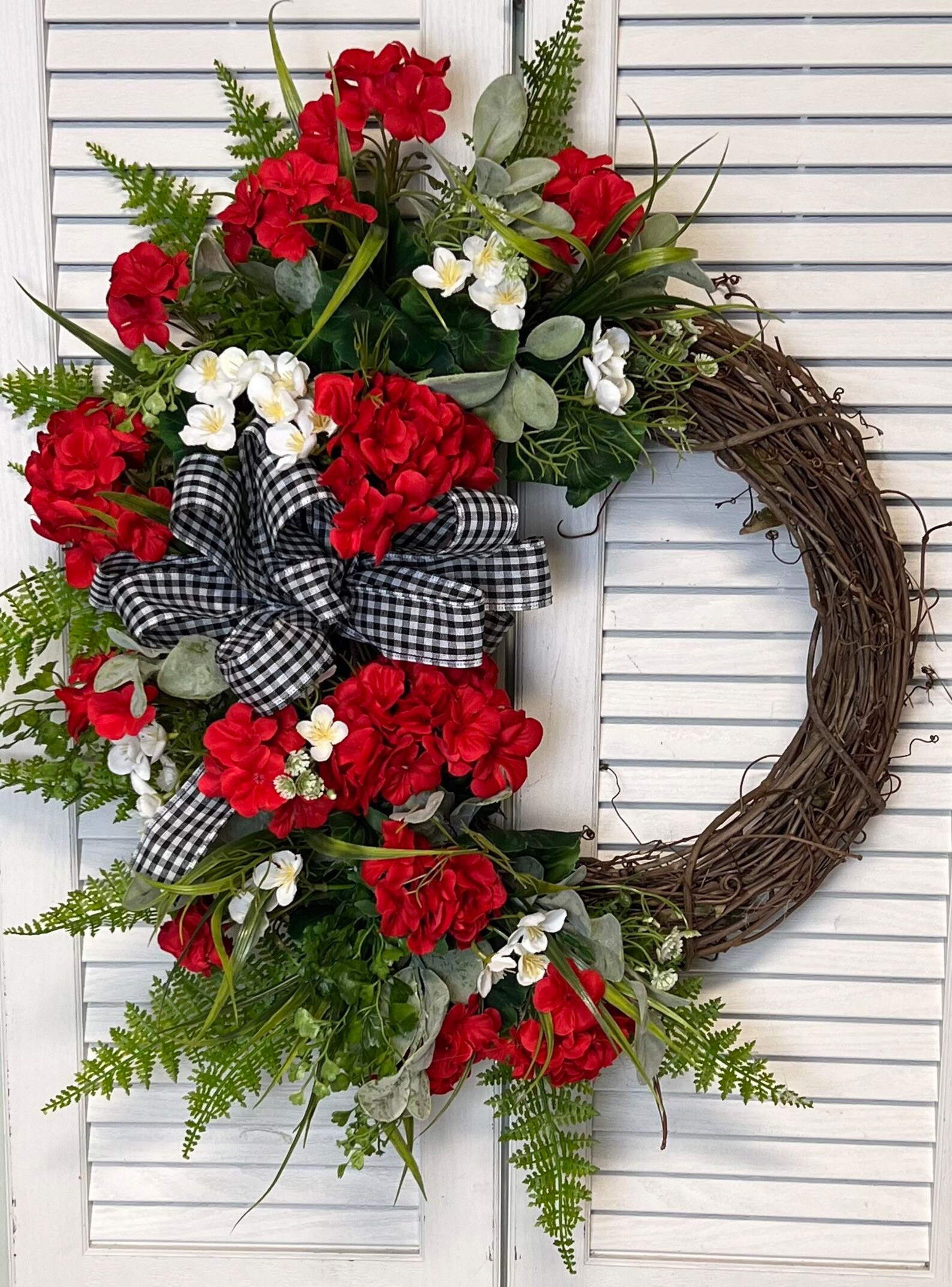 Spring/summer Geranium Wreath for Front Door / Silk Flower Etsy