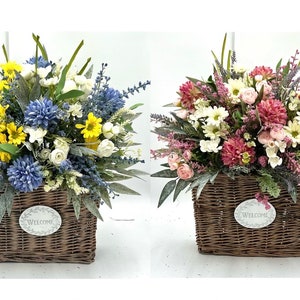 Spring Basket for Front Door/ Summer Door Basket / Hydrangea Spring Door Basket / Farmhouse Door Basket /Welcome Wildflower Basket