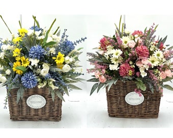 Wildflower Door Basket / Farmhouse Hydrangea Welcome Basket