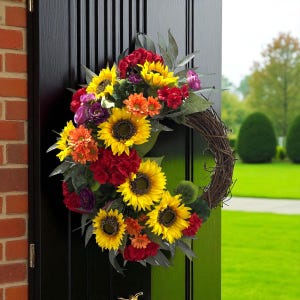 Summer Sunflower Door Wreath/ Sunflower Wreath for Front Door / Yellow Sunflower Wreath /Wall Wreath / Spring Wreath for Door/