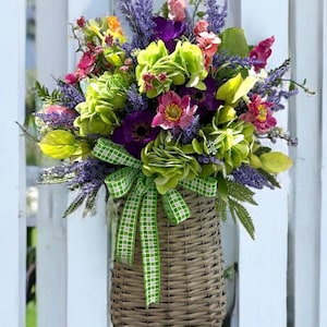 Wildflower Basket: Spring Hydrangea Floral Wall Decor