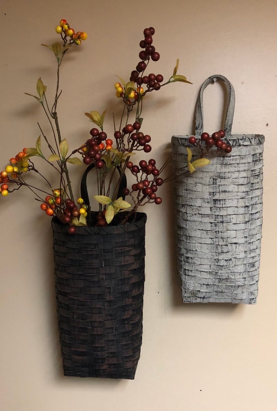 Large Whitewash or Black Wall Basket Home Decor Floral ArrangingWall