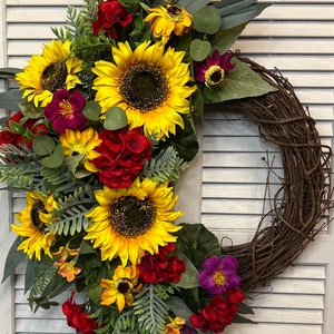 Summer Sunflower Door Wreath/ Sunflower Wreath for Front Door / Yellow Sunflower Wreath /Wall Wreath / Spring Wreath for Door/