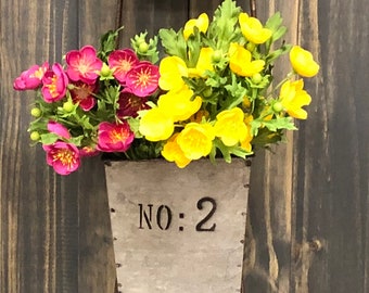 Galvinized Numbered Planter for Wall Or Door/ Door Containers / Wall Containers/ Home Decor Wall /Door Pockets/ Farmhouse Decor