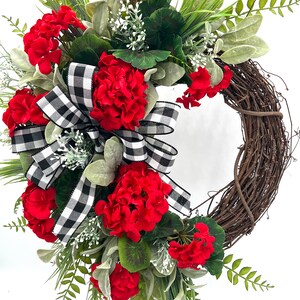 Spring/Summer Geranium Wreath for Front Door/ Red Geranium Wreath/ Pink Geranium Wreath/ White Geranium Door Wreath/ Farmhouse Wreath image 9