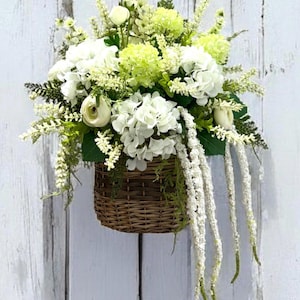 Hydrangea Door Basket: Farmhouse Spring Willow Wall Decor