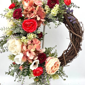 Spring /Summer Door Wreath/Spring Door Wreath/Silk Flower Wreath/ Pink Hydrangeas/Pink Wreath/ Interior Designs/Exterior Design