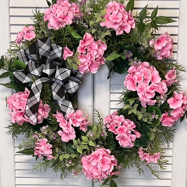 Pink or Red Spring Geranium Wreath/Summer Geranium Wreath for Front Door/Silk Red Geranium Wreaths/Door Wreaths/Wall Wreaths/Farmhouse