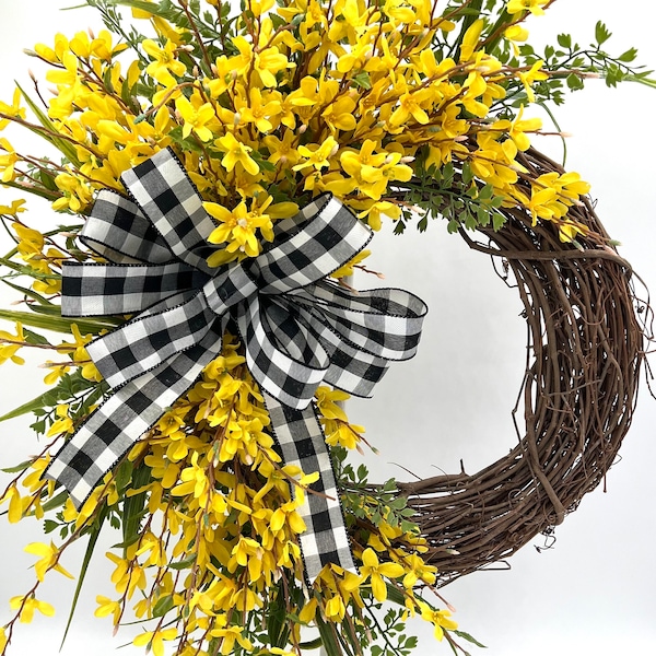 Spring Door Wreath/ Forsythia Wreath/ Door Wreath/ Honeysuckle Wreath/ Front Door Spring Wreath/ Home Decor