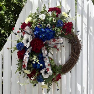 Patriotic Wreath for Front Door /Summer 4th of July Wreath for Door / Red white and Blue Wreath/ Spring and Summer Door Wreath