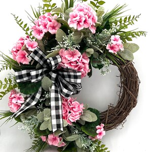 Spring/Summer Geranium Wreath for Front Door/ Red Geranium Wreath/ Pink Geranium Wreath/ White Geranium Door Wreath/ Farmhouse Wreath image 2