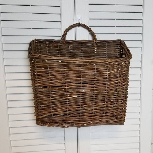 Brown Wicker Door Basket/floral Basket/crafting Willow Etsy