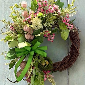 Pink Dogwood Spring Wreath / Bird's Nest Accent image 2