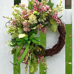 Pink Dogwood Spring Wreath / Bird's Nest Accent image 1