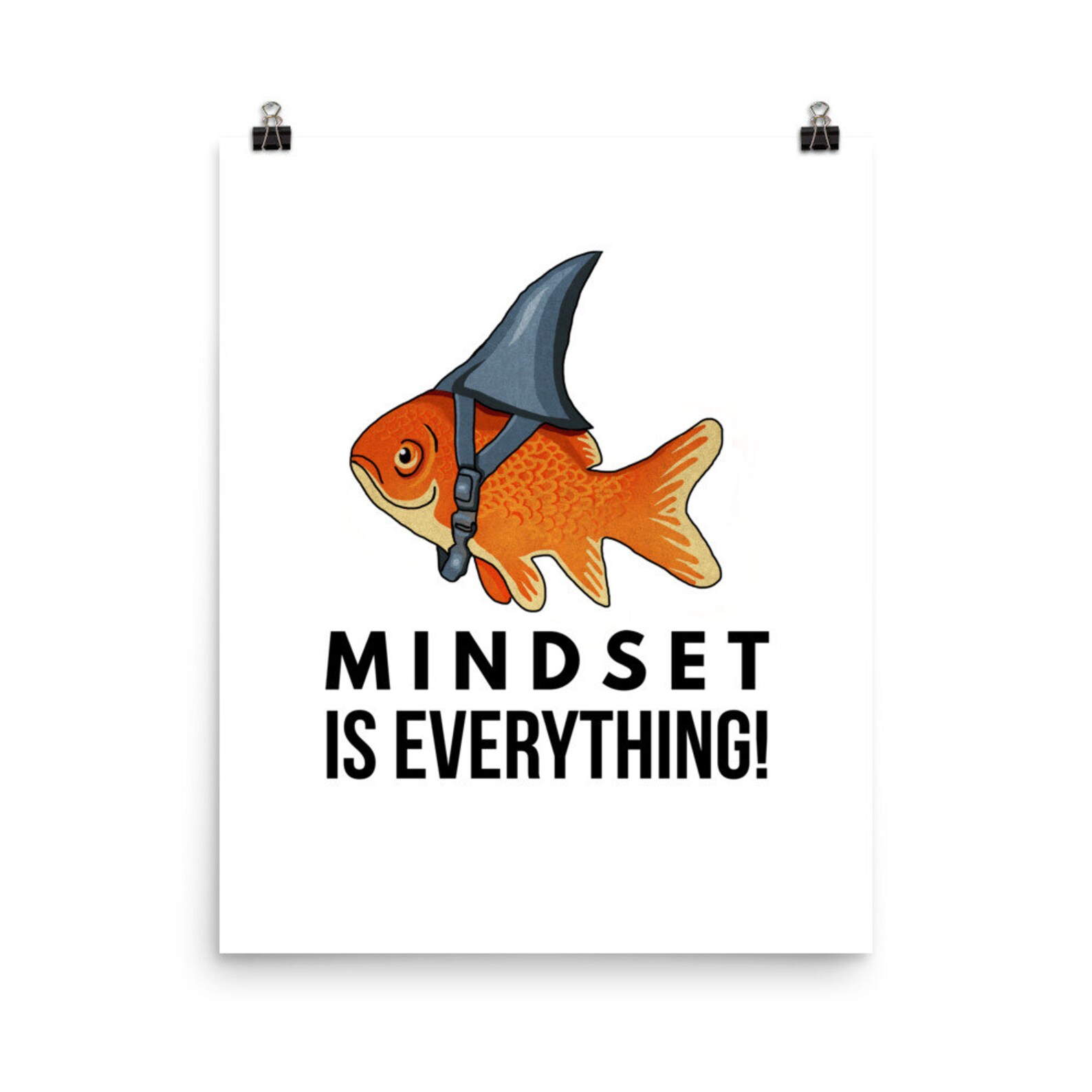 Goldfish Poster Mindset is Everything Motivational Quote Etsy