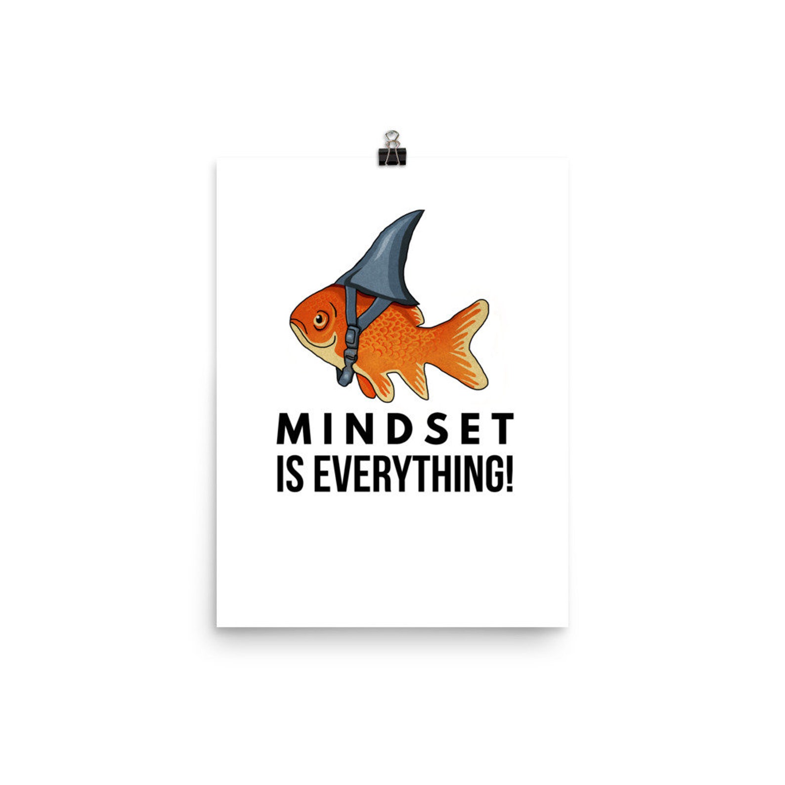 Goldfish Poster Mindset is Everything Motivational Quote Etsy