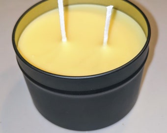 Wizardry School Treasure Candles (unscented/ 90% soy) - Yellow wax/ Black tin