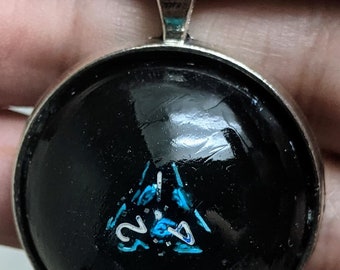 Mini Dice Pendant - Clear Blue D4