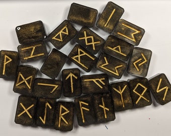 Viking/ Norse Rune Set - black & gold