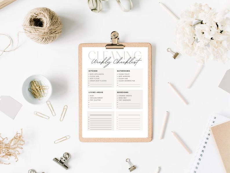 Minimal Cleaning Checklist | Printable Home Organization Planner (PDF ...