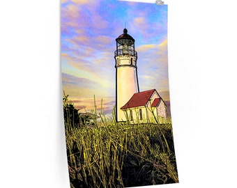 ART PRINT Cape Blanco Lighthouse Oregon Coast at Port Oxford Sunrise Sunset Premium Matte