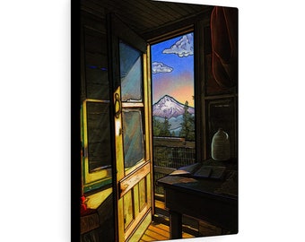 CANVAS Mt Hood Devils Peak Fire Station Lookout on PCT Pacific Crest Trail Wall Art for Hikers Hiking Avid Outdoors Gallery Wrap Oregon