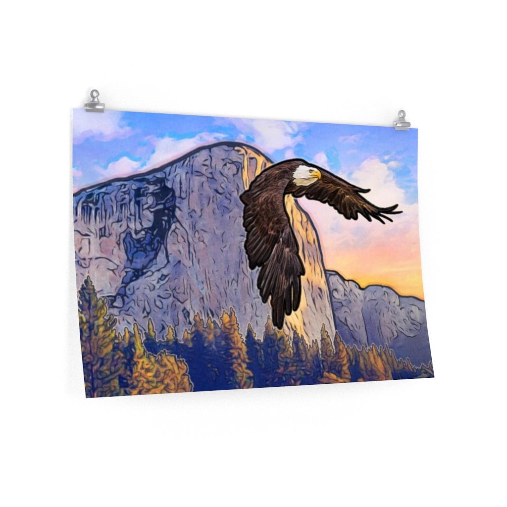 ART PRINT Bald Eagle Flying Over Yosemite National Park Etsy