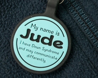Engraved Silicone ID Tag: Special Needs Awareness, Zipper Pull Tag