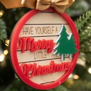 MERRY LITTLE CHRISTMAS ornament, Christmas Tree Ornament, Laser Engraved, Wood Christmas Ornament, Winter Scene