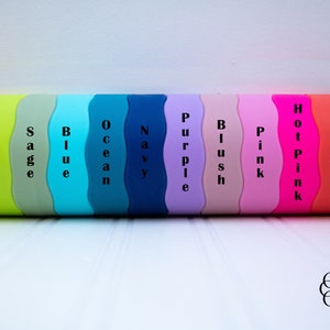 Puede incluir: Una fila de 12 vasos de silicona de colores con los nombres de cada color impresos en la parte delantera. Los colores son amarillo, lima, salvia, azul, oc&eacute;ano, azul marino, morado, rubor, rosa, rosa intenso, coral y rojo.