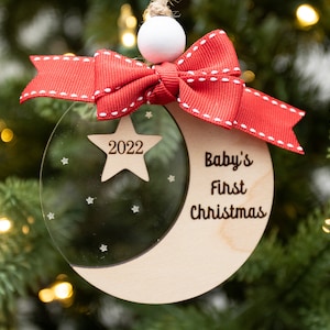 BABY FIRST CHRISTMAS ornament, Christmas Tree Ornament, Baby&#39;s First, Laser Engraved, Wood Christmas Ornament,