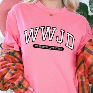 Comfort Colors® WWJD Tshirt, Cute Retro gift, Inspirational Shirt, HWLF Shirt, God is Good, Uplifting Shirt, What would jesus do