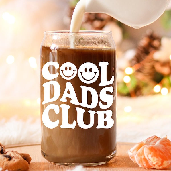 Cool Dads Club Glass Can, Libbey Glass Cup Fathers Day, Dad Iced Coffee Cup, Dad Gift, New Dad, Funny Dads Gift, Pregnancy Announcement