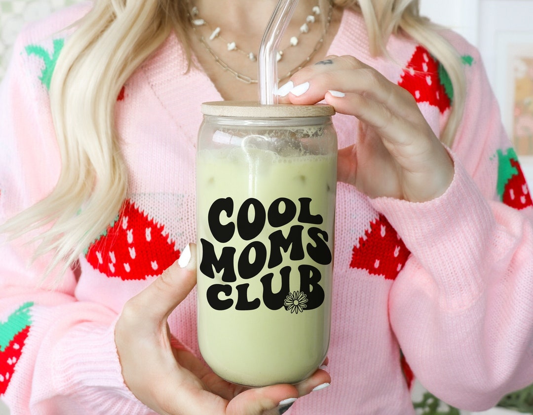 Cool Mom Club Glass Can, Libbey Glass Cup Cool Mom, Boy Mom Iced Coffee