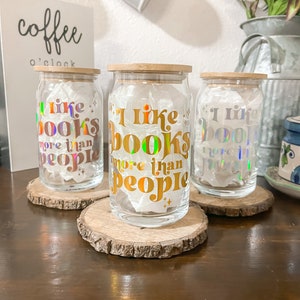 I like books more than people, Iced coffee cup, gift for her, coffee cup, Book lover cup, Bookish cup, Book Reader, Spicy Book Lover