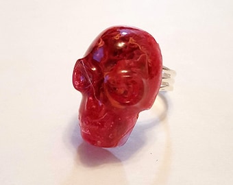 Skull Ring, FREE SHIPPING, Pink Skull, Halloween Ring, Day of the Dead, Sugar Skull Inspired Ring, Skull Jewelry
