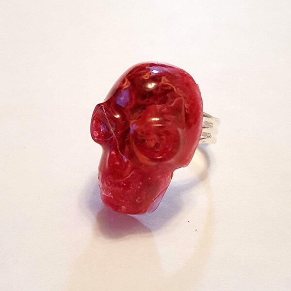 Skull Ring, FREE SHIPPING, Pink Skull, Halloween Ring, Day of the Dead, Sugar Skull Inspired Ring, Skull Jewelry
